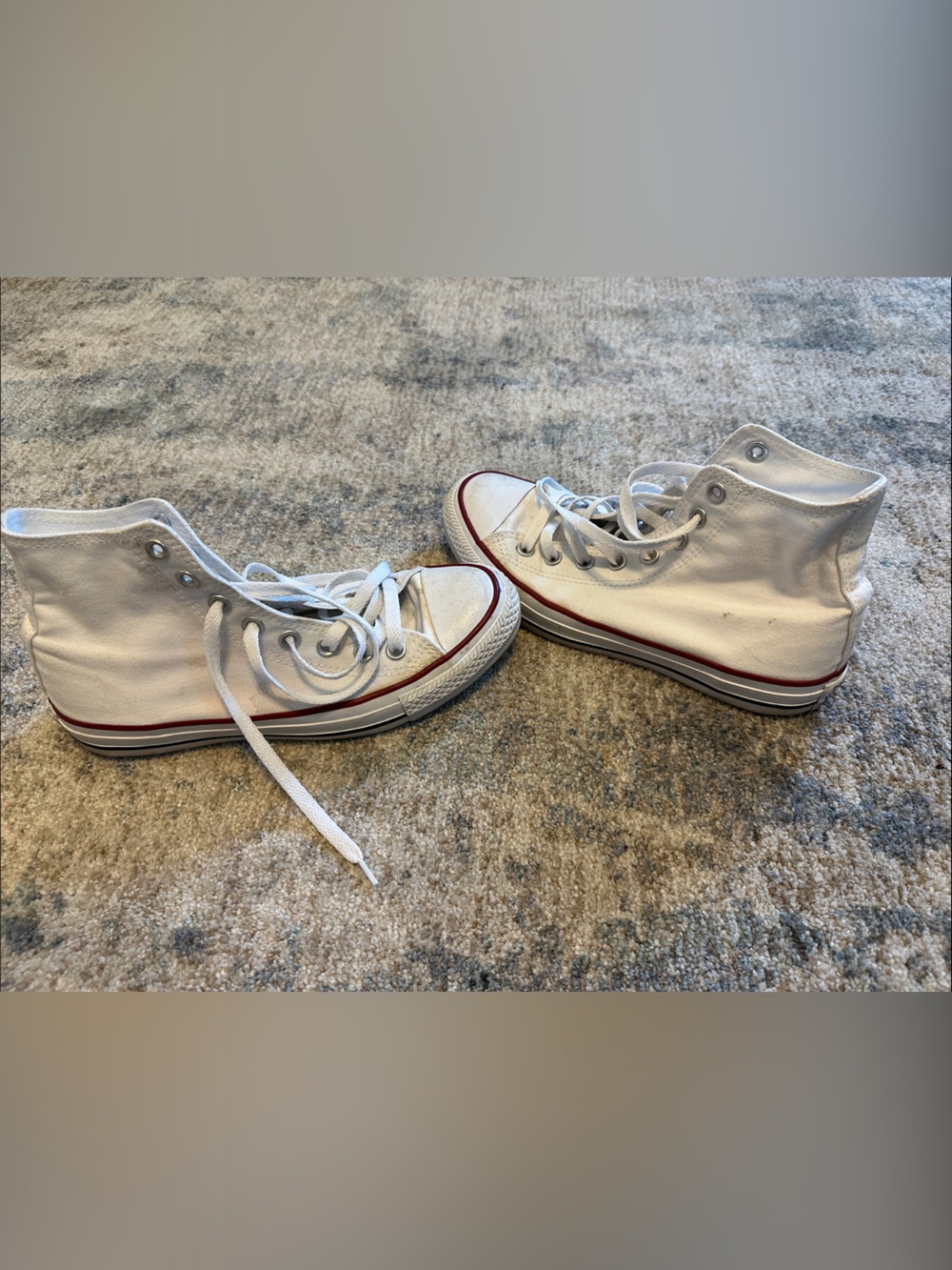 Converse White High-Top Sneakers with Red and Blue Logo